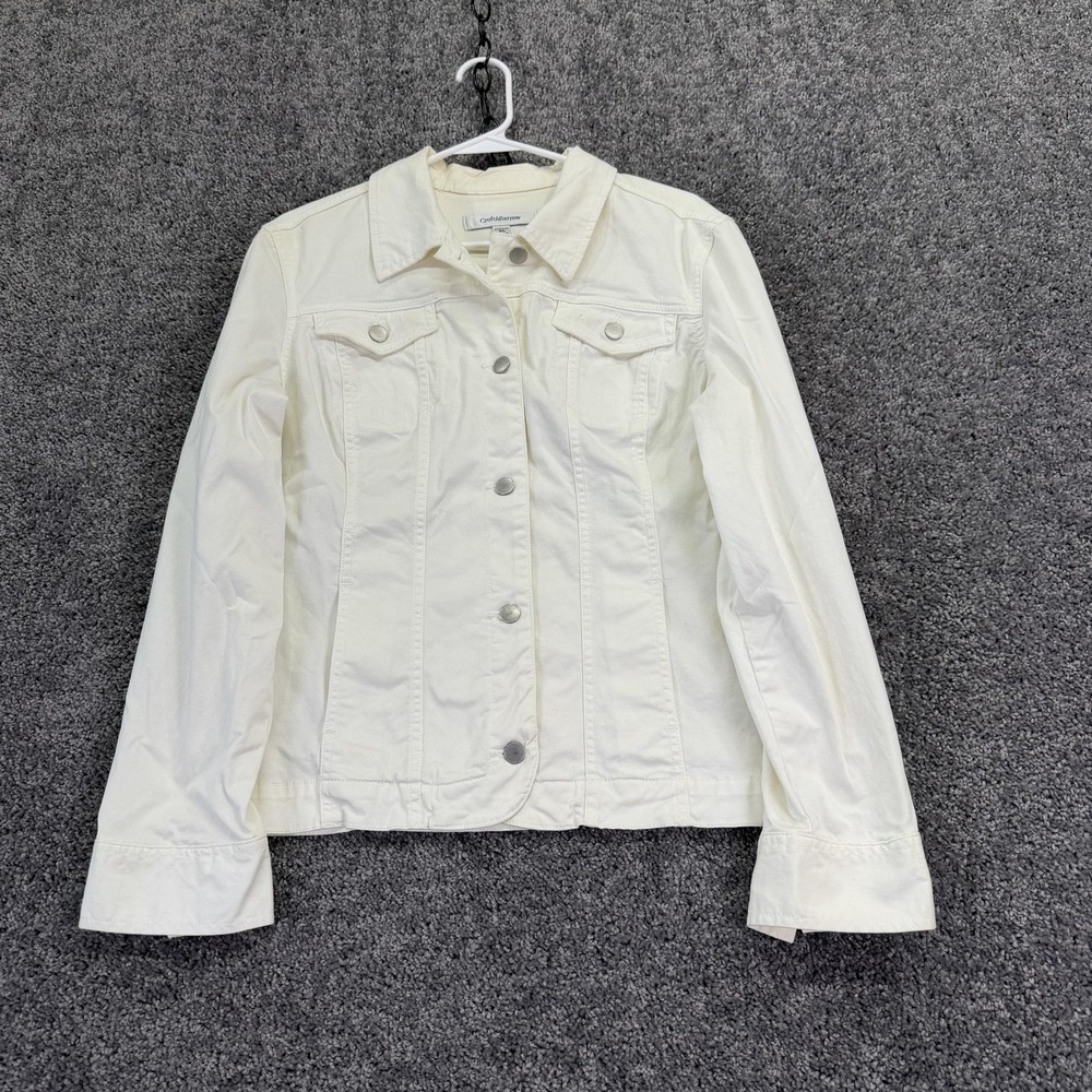 Croft & Barrow Jacket Womens XL White Button Front Stretch Casual Short